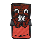 Brauner Tafel Schokolade mit Gesicht und Armen Patch