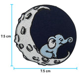 Elefant auf dem Mond Patch mit der Maße: 7,5 x 7,5 cm
