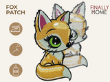 Vorder- und Rückseite des Patches, mit Bügelfolie. „Finally Home“ Logo und Nutzungsoptionen: Aufbügeln, Aufnähen, Aufkleben mit Textilkleber