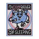 Pink-blauer Kissen mit Schlafmaske und Spruch Patch