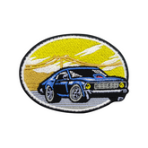 Auto im Sonnenuntergang Patch | Sportwagen Bügelbild | Racing Aufnäher