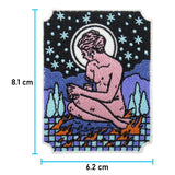 Frauenstatue Patch mit der Maße: 8,1 x 6,2 cm