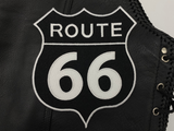 Route 66 Patch auf schwarzer Lederjacke