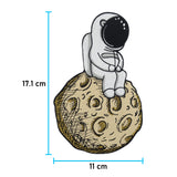 Astronaut auf Mond Patch mit der Maße: 17,1 x 11 cm
