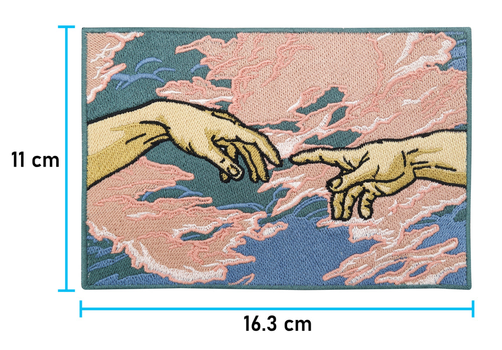 Michelangelo Hände Patch mit der Maße: 11 x 16,3 cm