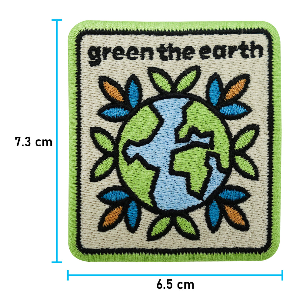 Green the Earth Patch mit der Maße: 7,3 x 6,5 cm