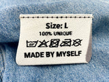 Etikett Patch auf blauer Jeans