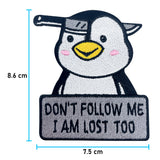 Pinguin Patch mit der Maße: 8,6 x 7,5 cm