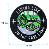 Sportwagen Patch mit der Maße: 7,5 x 7,5 cm