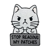 Weiß-Grauer Stop Reading My Patches Katze Patch
