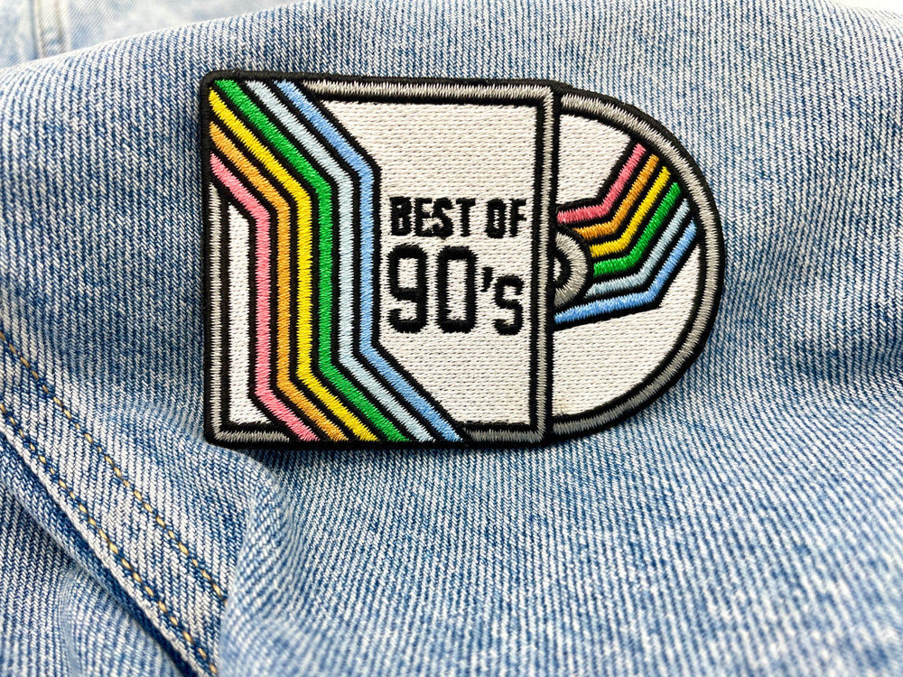 90´s CD Patch auf blauer Jeans