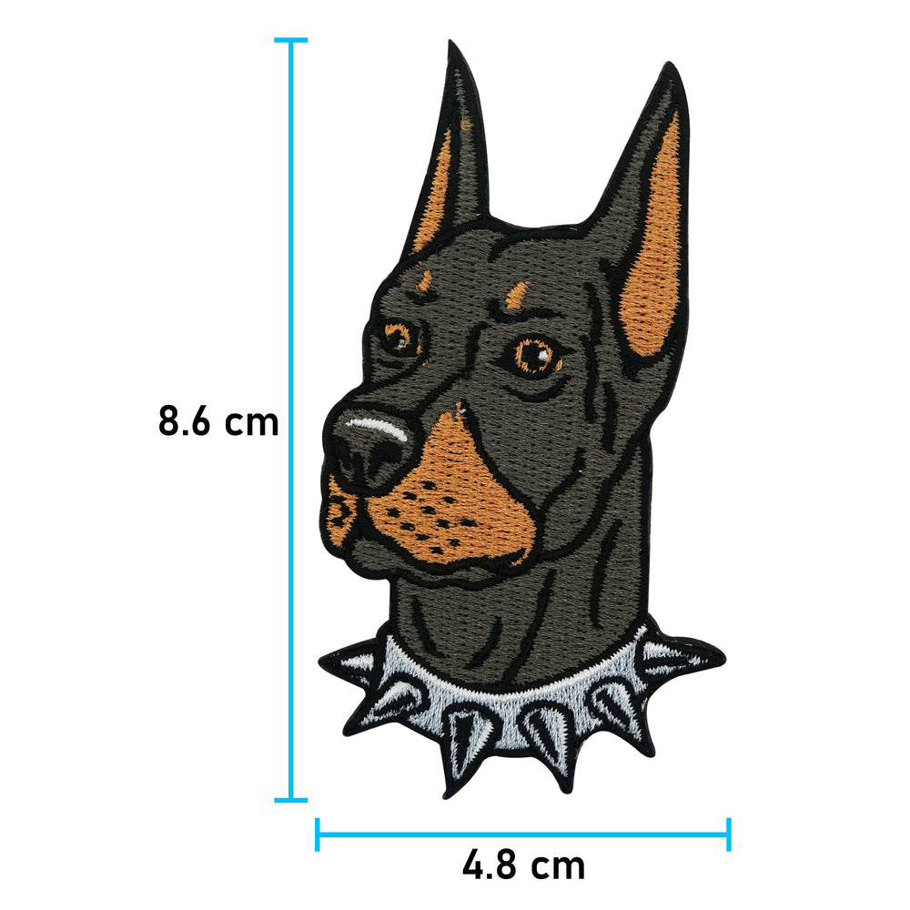 Dobermann Patch mit der Maße: 8,6 x 4,8 cm