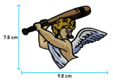 Engel mit Baseballschläger Patch mit der Maße: 7,8 x 9,8 cm