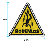 Bodenlos Warndreieck Patch mit der Maße: 7,1 x 8 cm