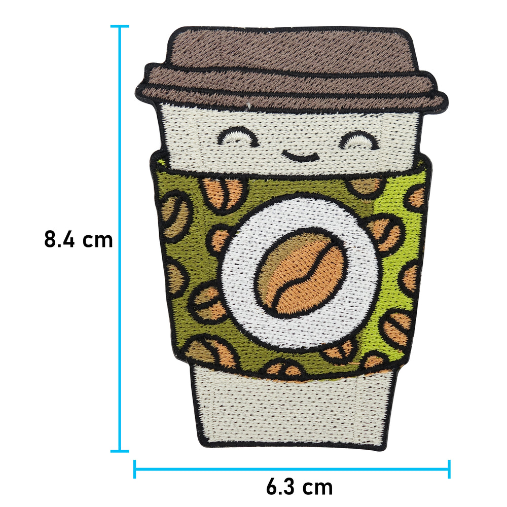 Kaffee Becher Patch mit der Maße: 8,4 x 6,3 cm