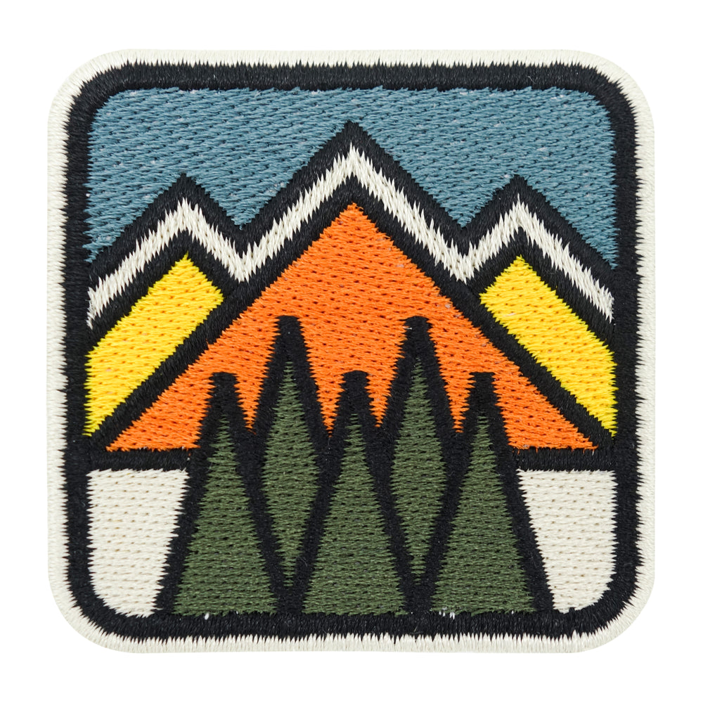Orange-Grüner Retro Berge Patch