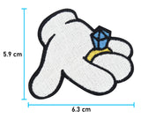 Cartoon Hand Patch mit der Maße: 5,9 x 6,3 cm