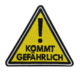 Gelber Kommt Gefährlich Warndreieck Patch