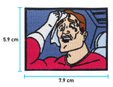 Schwitzender Mann Patch mit der Maße: 5,9 x 7,9 cm