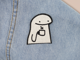 Coffee Guy Patch auf hellblauer Jeans