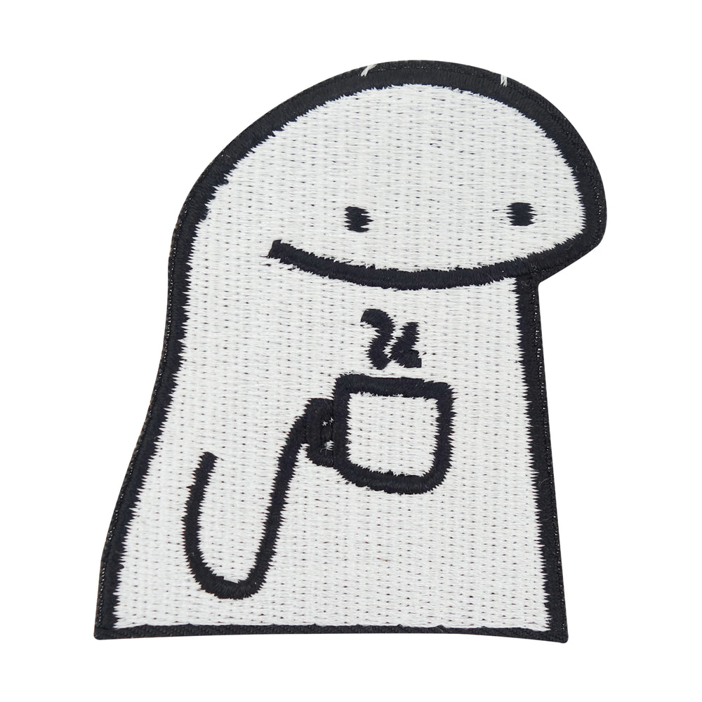 Weißer lächelnder Coffee Guy Patch