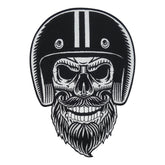 Großer Bärtiger Biker Totenkopf Rückenpatch zum Aufbügeln | Motorrad Kutten Patches, Totenschädel Bügelpatch, Rückenaufnäher, Große Aufnäher für Männer, Finally Home
