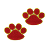 Zwei rote Hundepfoten Patches zum Aufbügeln | Zwei Hunde Pfoten Patch, Bügelflicken, Flicken, Aufnäher