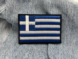 Griechenland Flagge Klettpatch auf blauer Jeans