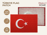 Türkei Flagge Patch - Front und Rückseite mit Bügelfolie. Finally Home Logo & Anwendungsoptionen: Bügeln, Nähen, Kleben