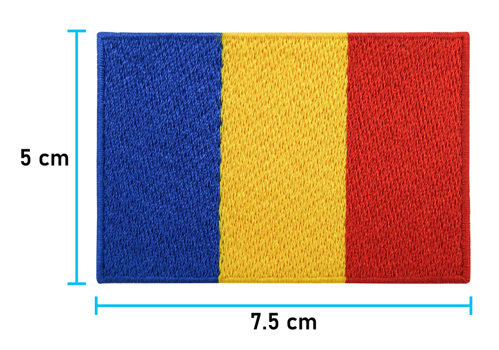 Rumänien Flagge Patch mit der Maße: 5 x 7,5 cm