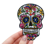 Bunt-Kopf-Schädel-Skelett-Knochen-Skull-Mexiko-Kreuz-Blume-Ranken-Gebiss-Flicken-Bügelflicken-Aufbügler-Bügelbild-Bügelpatch