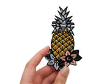 Ananas mit Blumen Patch zum Aufbügeln Früchte Patches Aufnäher Bügelbild