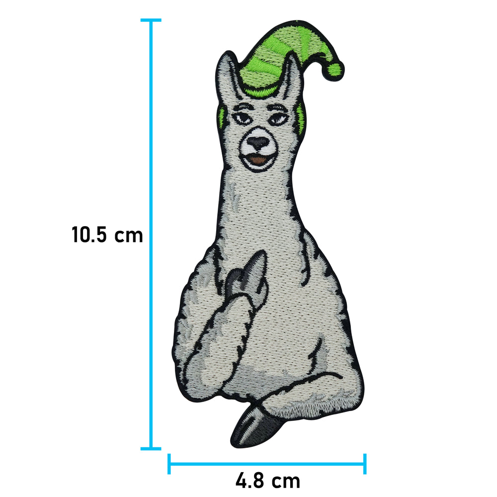 Flicken-Bügelflicken-Aufbügler-Bügelbild-Bügelpatch-Jeansjacke-Stinkefinger-Südamerika-Mexiko-Alpaca