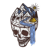 Totenkopf-Totenschädel-Natur-Applikation-Vintage-Aufbügelflicken-Bügelaufkleber