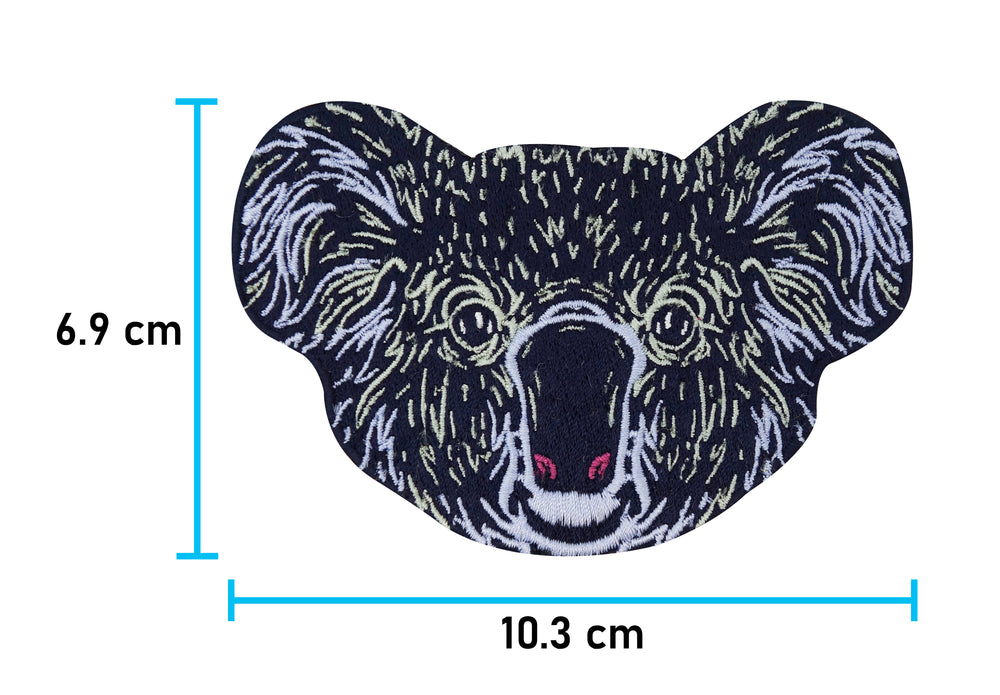 Koala-Bär-Backpatch-Rückenpatch-Tier-Groß-Kopf-Bügelbild-Aufbügler-Aufnäher-Bügelflicken