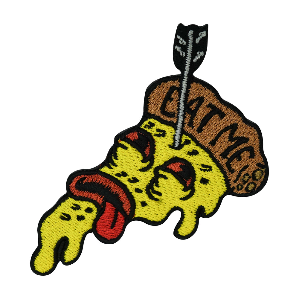 Flicken-Bügelflicken-Bügelbild-Sticker-Bügelpatch-Salami-Käse-Lustig-Funny-Witzig-Pizza-Hut