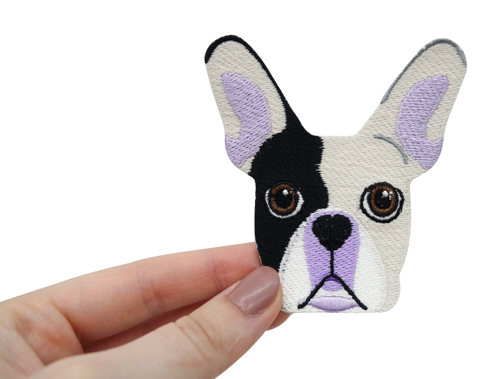 Französische-Bulldogge-Hundeaufnäher-Hundemotiv-Flicken-Aufbügler-Bügelbild-Bully-Mops-Kinder-Patch