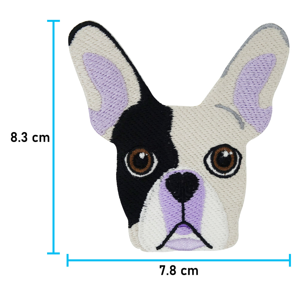 Französische-Bulldogge-Hundeaufnäher-Hundemotiv-Flicken-Aufbügler-Bügelbild-Bully-Mops-Kinder-Patch
