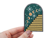 Sterne-Mond-Treppe-Sonne-Natur-Retro-Vintage-Bügelbild-Bügelpatch-Aufbügelflicken