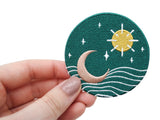 Sonne-Mond-Sterne-Welle-Aufnäher-Patches-Aufbügler-Bügelbild-Bügelflicken-Flicken
