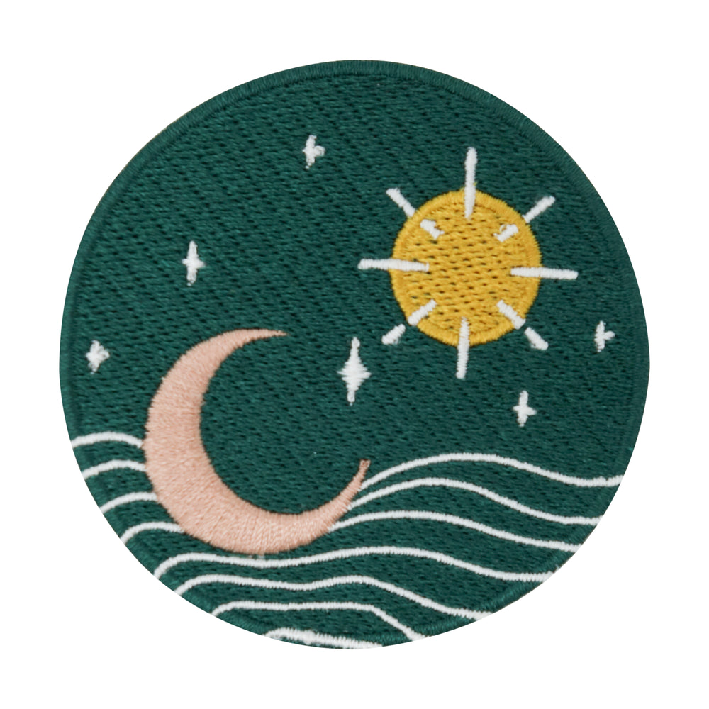 Sonne-Mond-Sterne-Welle-Aufnäher-Patches-Aufbügler-Bügelbild