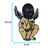 Engel-Patch-HipHop-Rap-Musik-Gold-Aufnäher-Aufbügler-Flicken-Größe-9,4x6,0