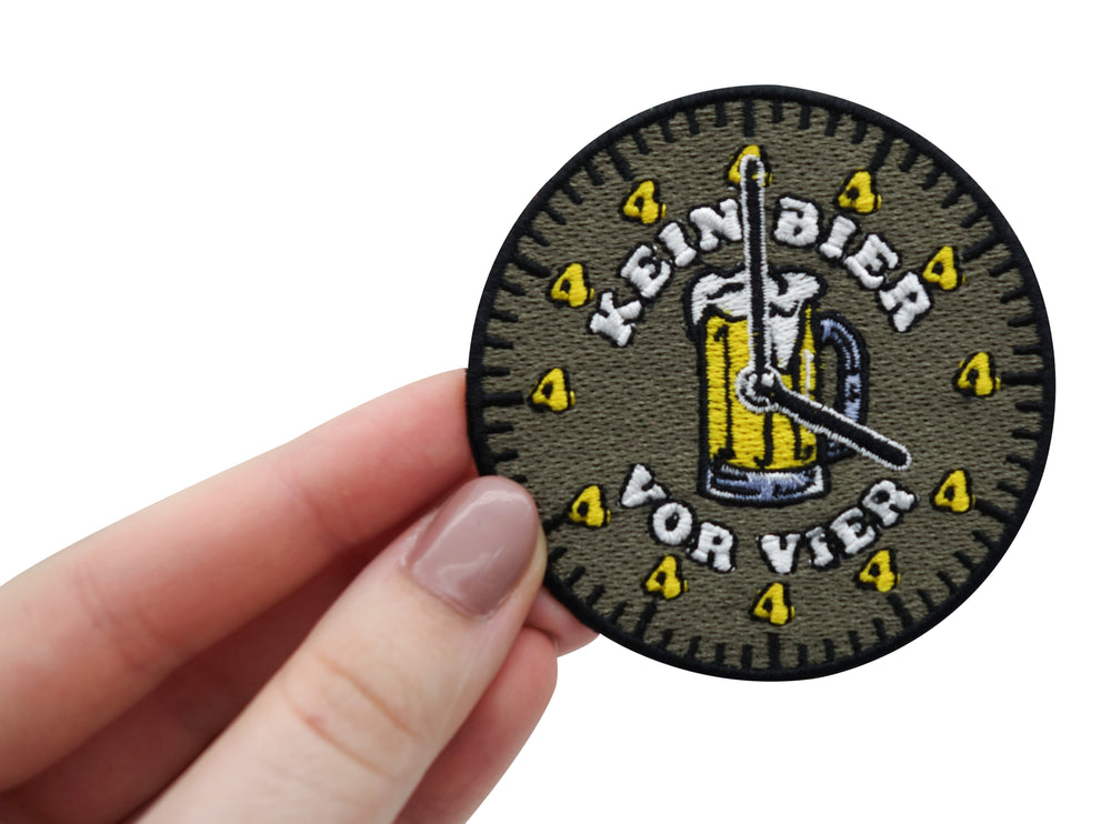 Bier-Beer-witziger-Bügelaufkleber-Bügelpatch-Aufbügler-Aufnäher-Finally-Home-Hand