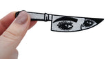 Messer-Knife-Augen-schwarz-weiß-Auge-Patch-Aufbügler-Bügelflicken-Hand