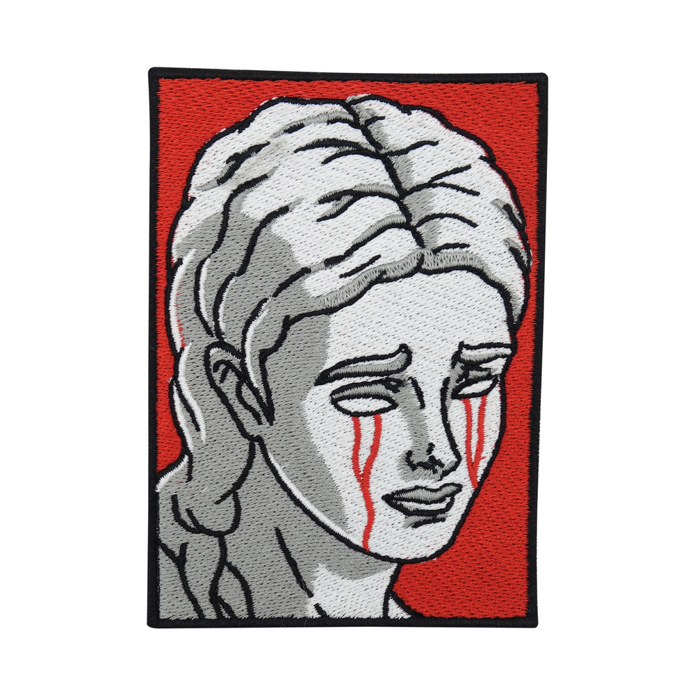 Statur-Rot-Weiß-Griechenland-Mythos-Mythologie-Patch-zum-Aufbügeln-Bügelsticker
