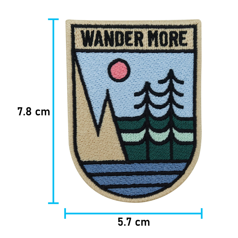 Wanderer-Camping-Sonne-Baum-Berge-Patch-Aufbügelflicken-zum Aufbügeln-Aufbügler-Maße-7,8x5,7