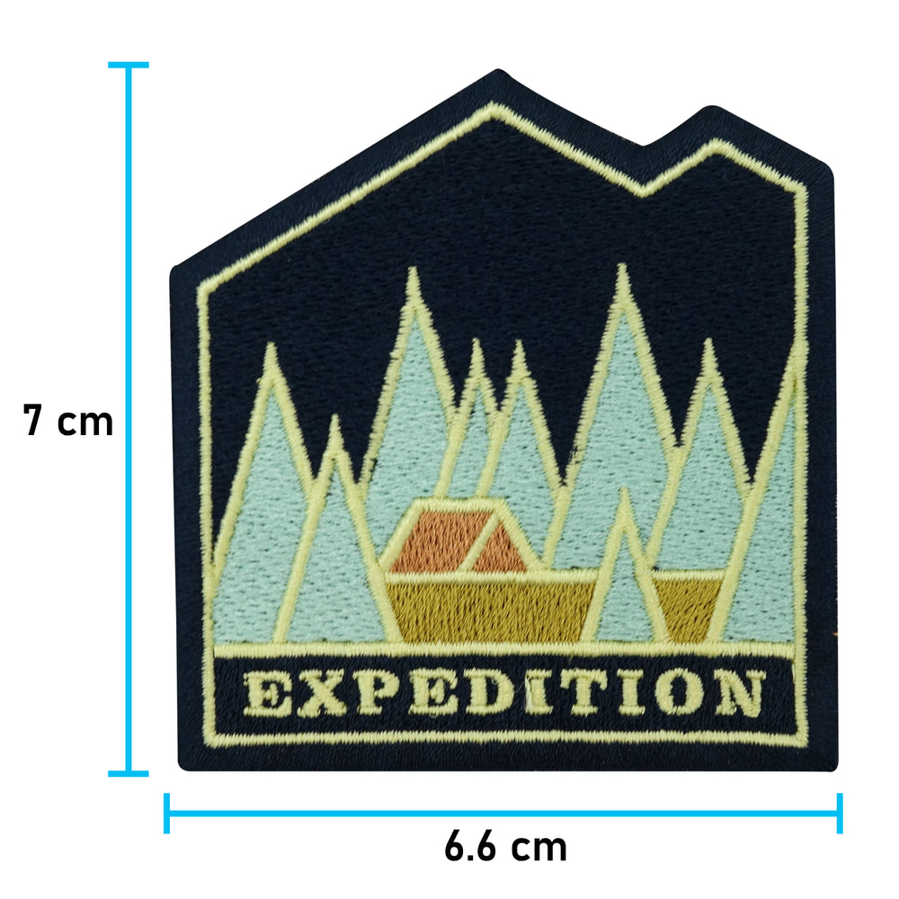 Zelt-Wald-Baum-Bäume-Wanderer-Bügelbild-Flicken-Wanderklamotten-Camping-Maße-7,0x6,6