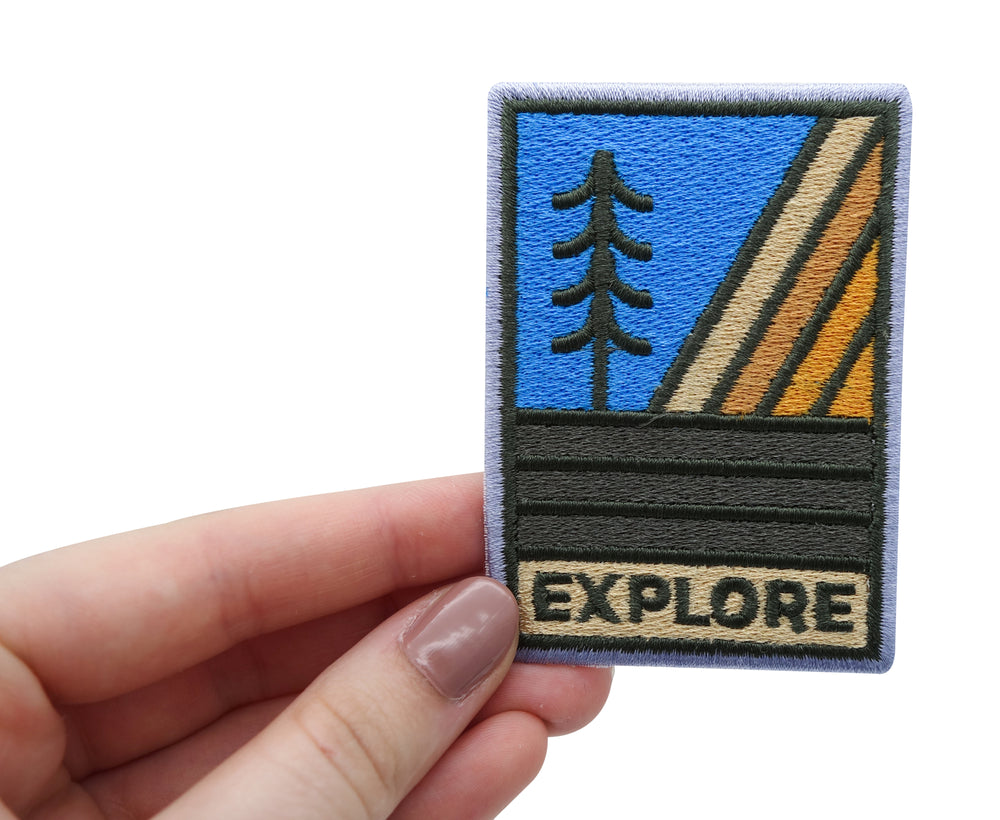 Explore-Baum-Berge-Wandern-Wanderer-Umwelt-Natur-Patch-zum-Aufbügeln-Aufbügler-Aufnäher-Flicken-Bügelflicken-Hand