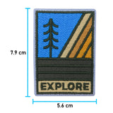 Explore-Baum-Berge-Wandern-Wanderer-Umwelt-Natur-Patch-zum-Aufbügeln-Aufbügler-Aufnäher-Flicken-Bügelflicken-Maße-7,9x5,6