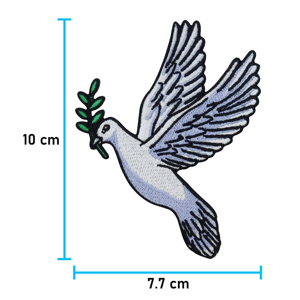Taube-Patch-Friedenstaube-Taufe-Aufbügler-Zweig-Vogel-Aufnäher-Maße-10,0x7,7